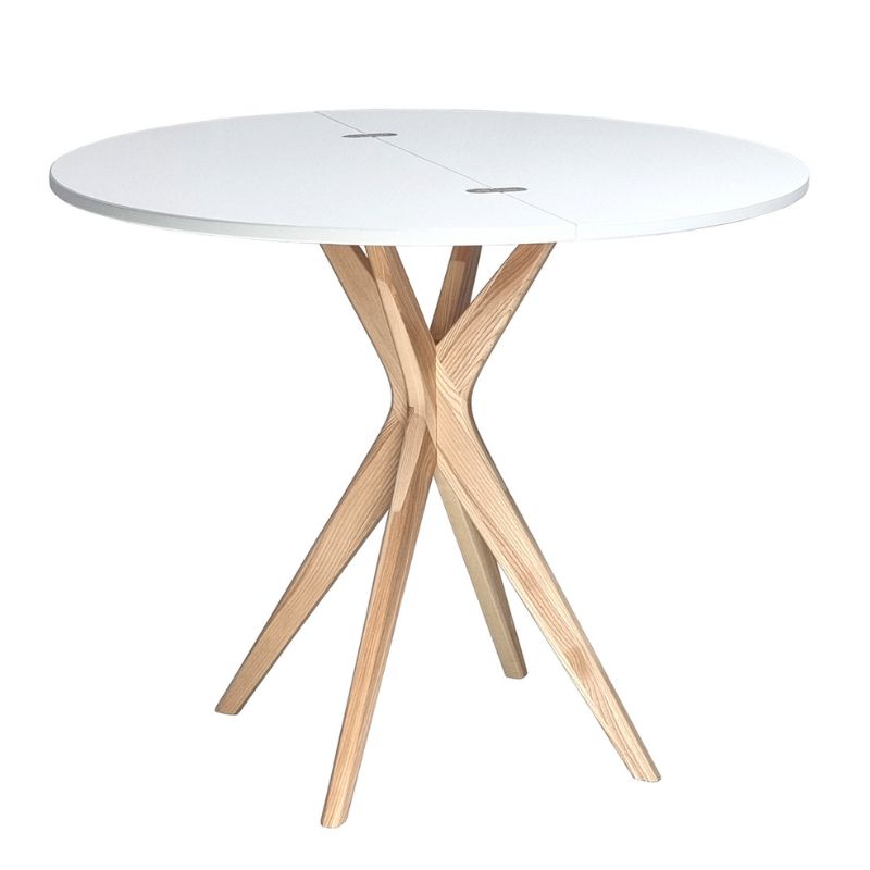 Foldbart Spisebord I Asketræ Og Mdf ø90x73 75 Cm Flere Varianter Petroleumsblå Fra Andre Mærker