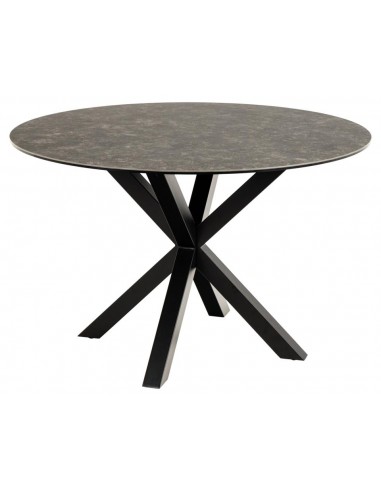 Aven Rundt Spisebord I Stål Og Keramik H75 5 X ø119 Cm Sort Gråsort Stenlook Fra Selected By Lepong