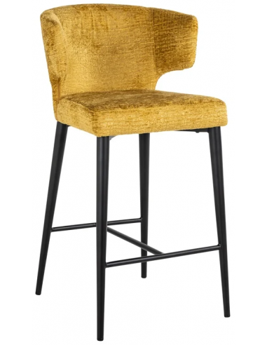 Taylor Barstol I Metal Og Chenille H93 5 Cm Sort Sennepsgul Fra Richmond Interiors