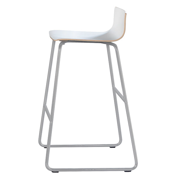 Barstol Cafe Vii Hvid Laminat På Alugrå Stolben Fra Sono - 7042423315715