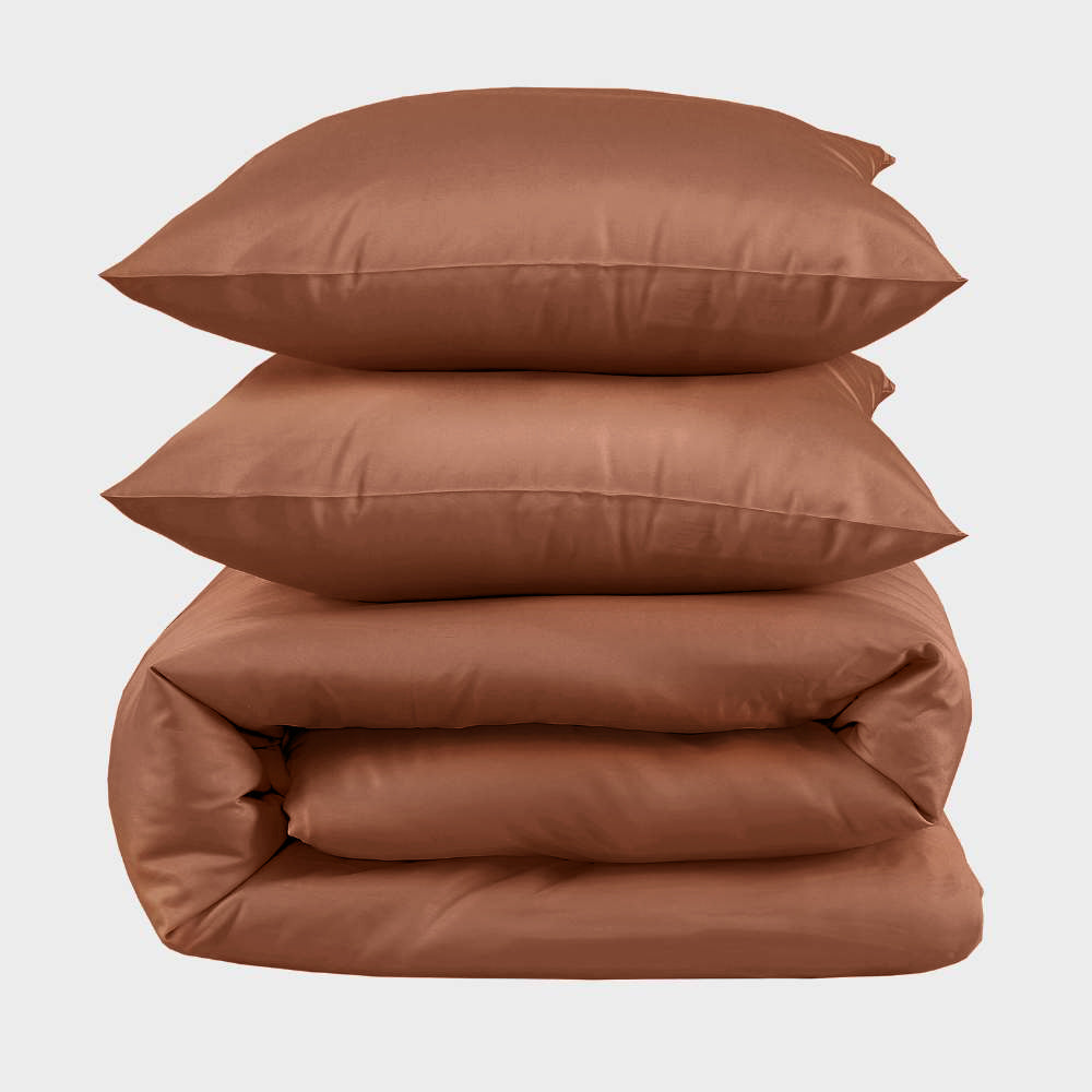 Bambus Sengetøj I Brændt Orange 240x220 Fra Bambuni