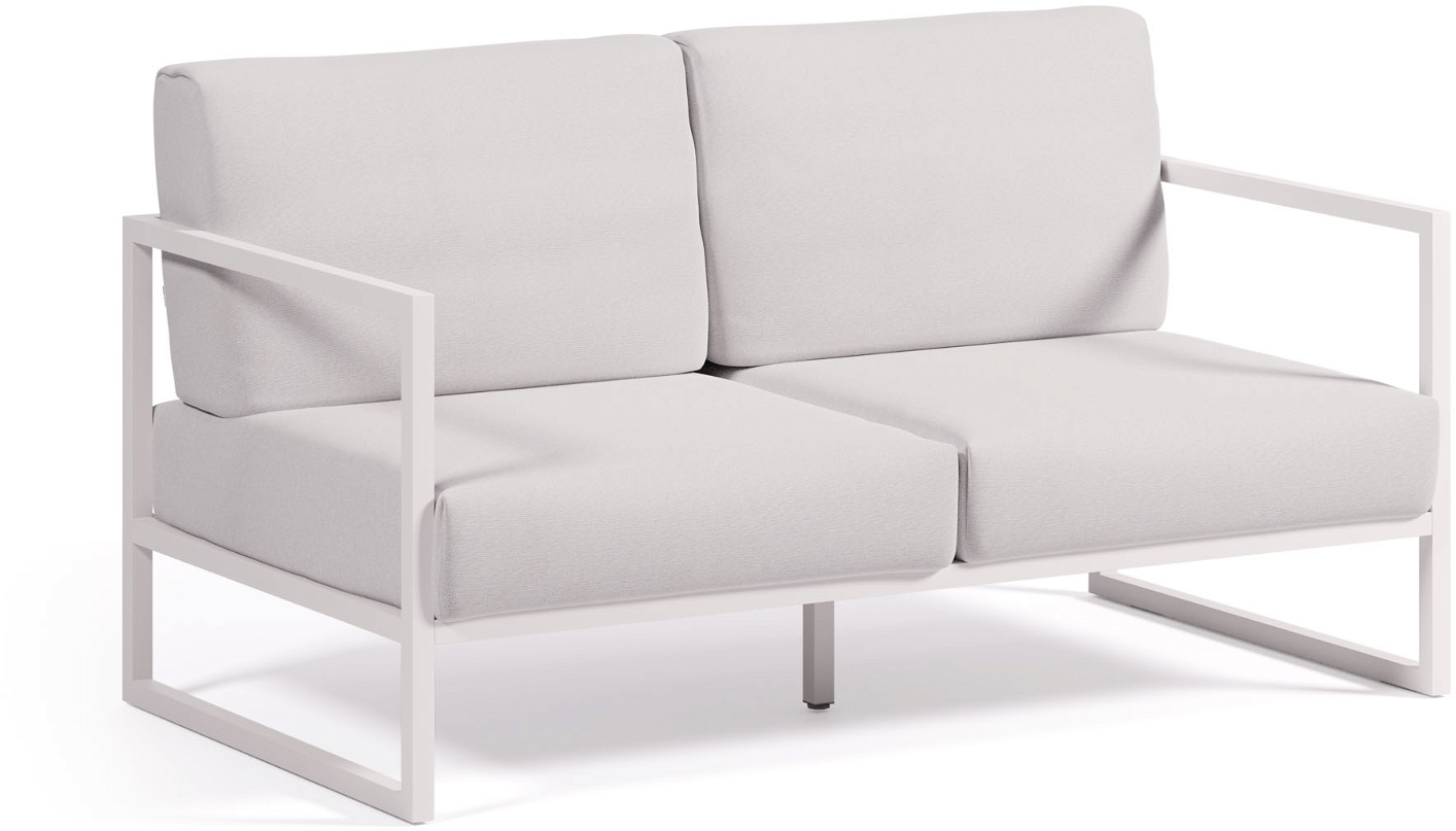 Udendørs 2 Personers Sofa Comova H85ã?l152ã?d85 Cm Hvid Pulverlakeret Aluminium Uv & Vandafvisende Stof Fra Kave Home - 8433840782997