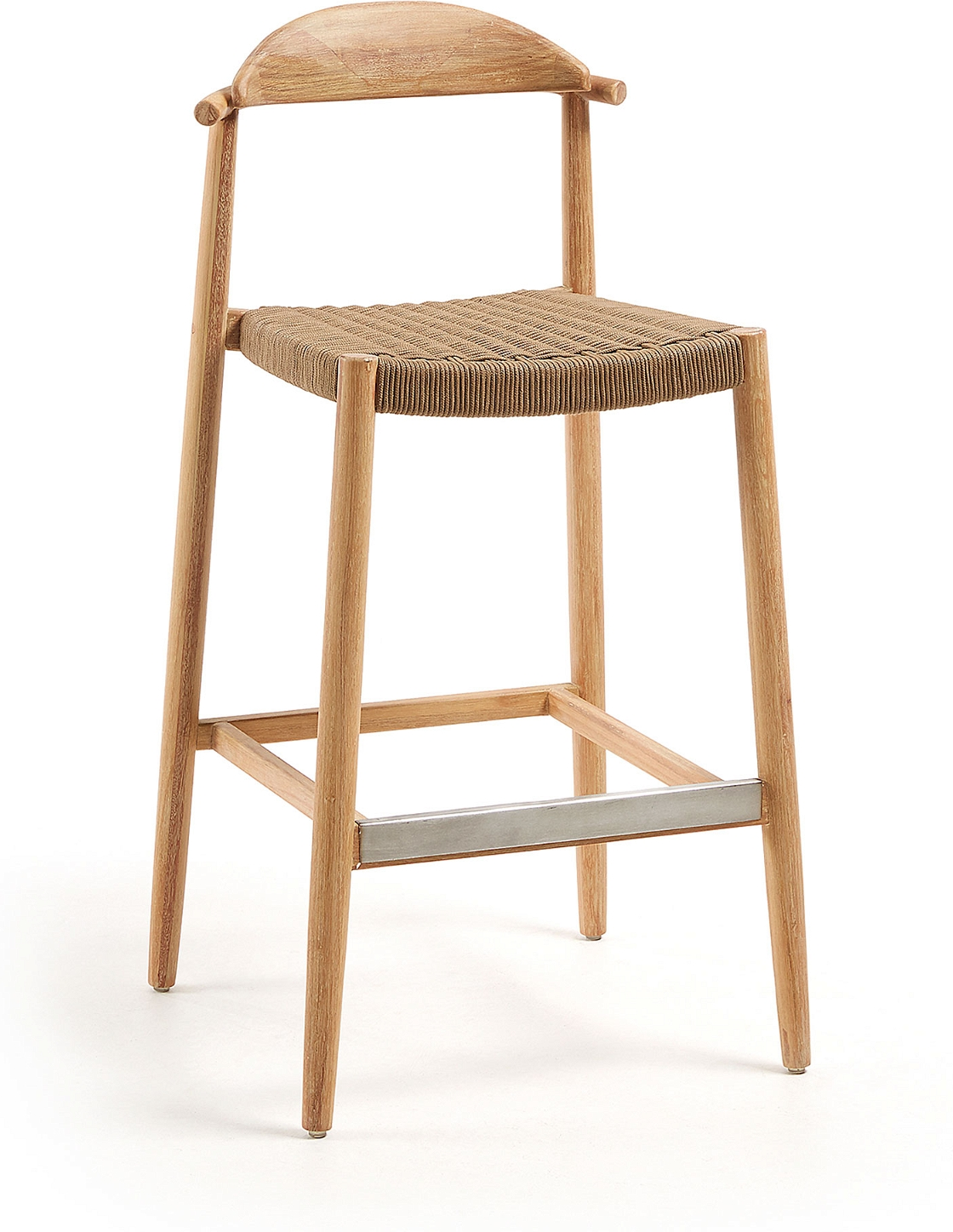 Udendørs Barstol Nina Barkrakk I Massivt Akacietræ Og Håndflettet Reb Med Uv Bestandig Finish Fra Kave Home - 8433840512525