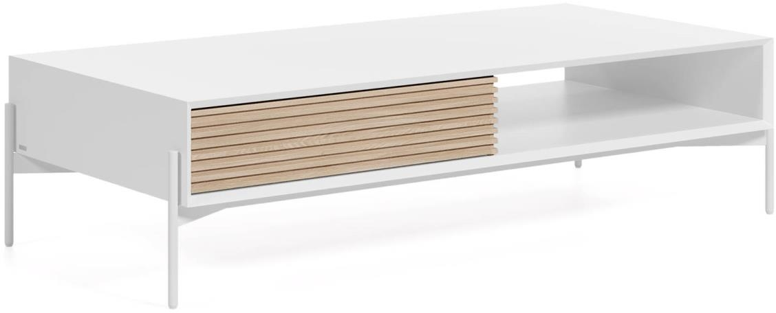 Kaffebord Marielle Moderne Nordisk Sofabord I Hvid Og Naturtræ 124ã?60ã?37 Cm Fra Kave Home - 8433840670171