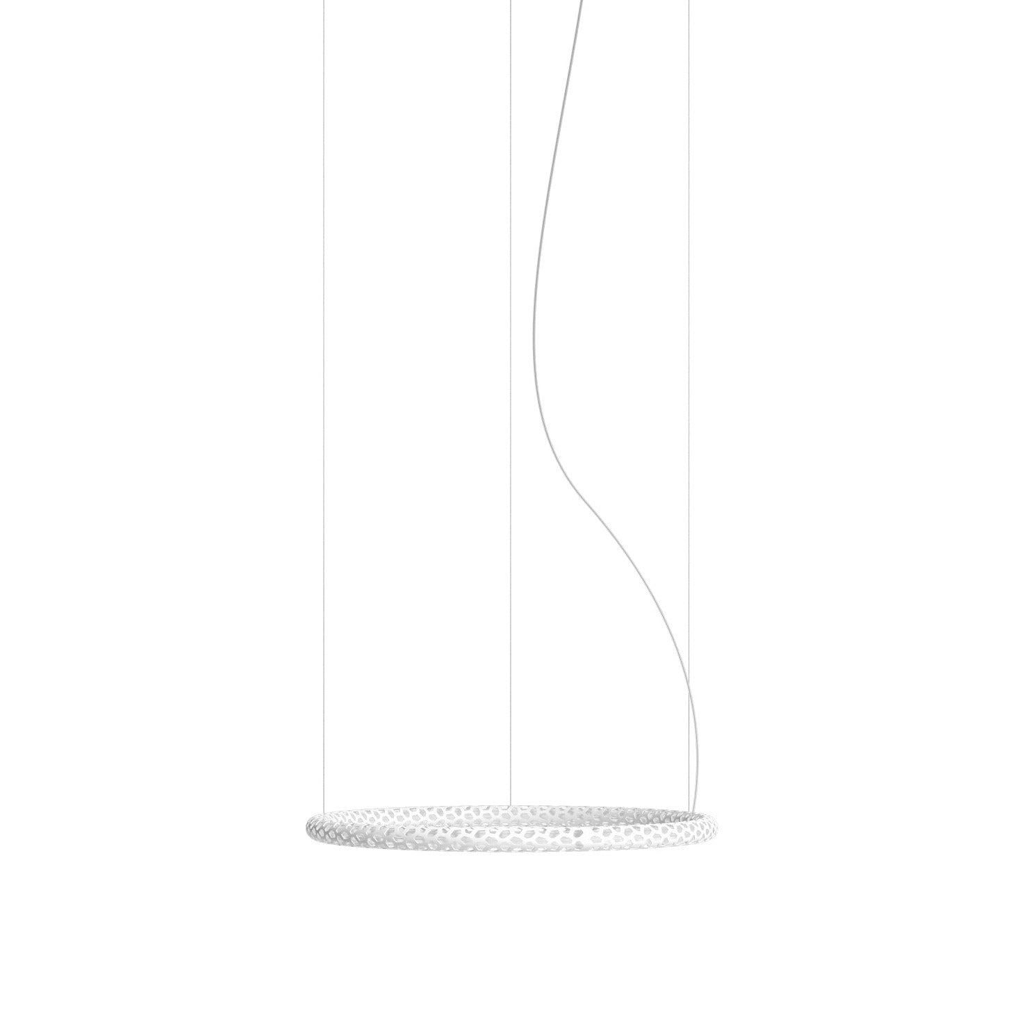 Squiggle Round Pendel Fra Squiggle H1 ø 69 Cm Satin Hvid Push Lyskontrol Fra Rotaliana