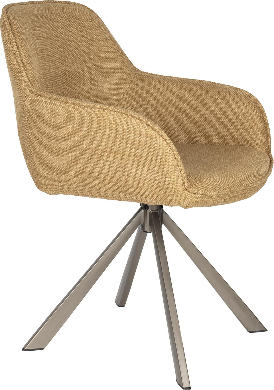 Spisebordsstol Toye Polstret Drejelig Med Armlæn Mørk Sand Jernstel Fra Studio White - 8718548100114