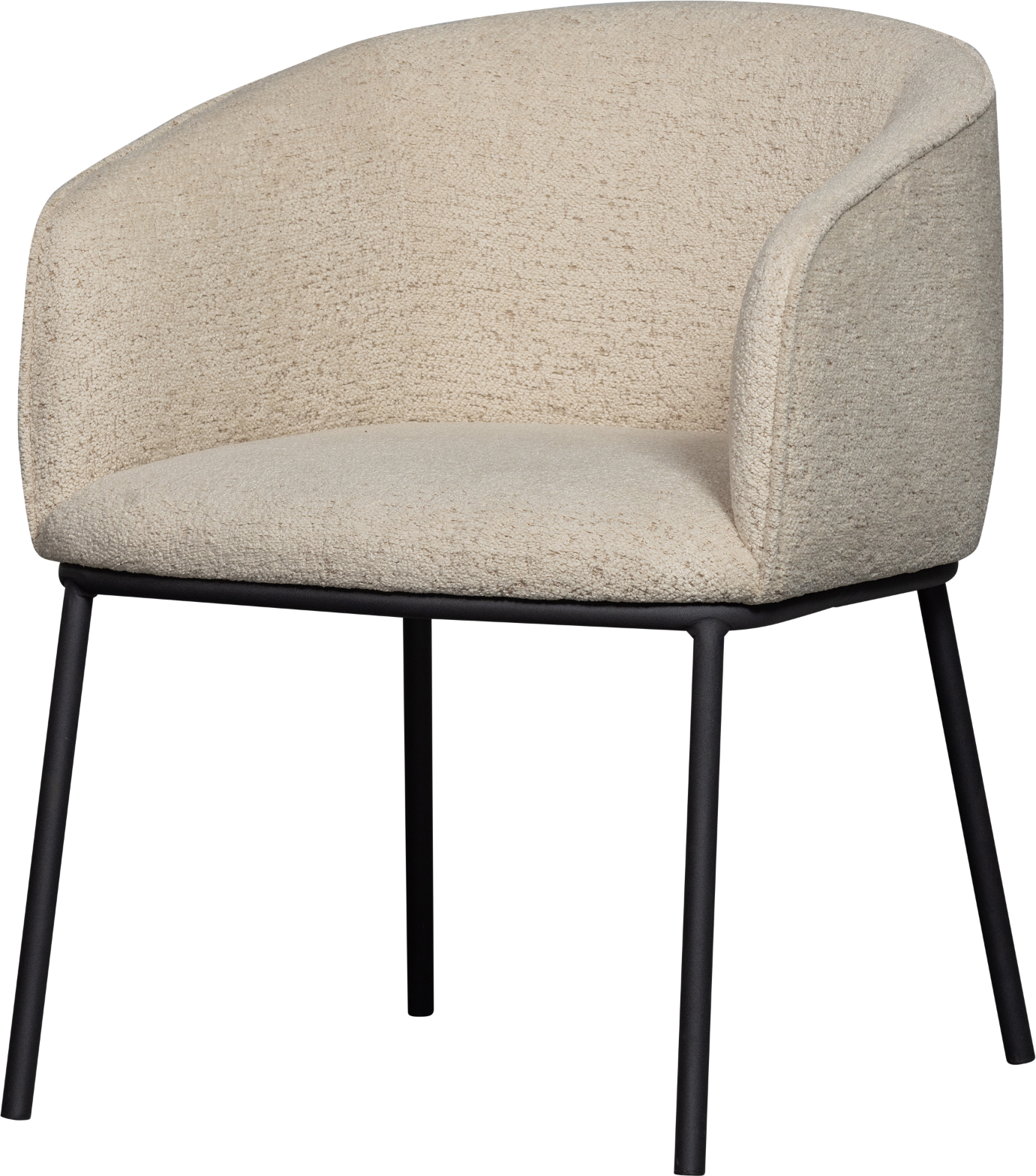 Spisebordsstol Leon Naturfarvet Bouclé Polstret Med Tubformet Design Og Konisk Metalbase Fra Woood - 8714713201464