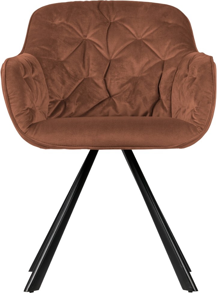 Spisebordsstol Med Armlæn Elaine Hindbær Fløjl Sort Metalramme H80 5xb59xd59 Cm Op Til 120 Kg Fra Woood Exclusive - 8714713116461