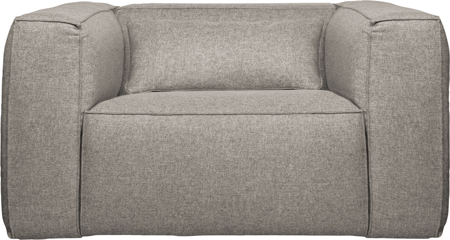 Loungestol Bean Lysegrå Plet Og Vandafvisende Polyester Bomuld Stor 146x98x74 Cm Komfortskum Fra Woood Exclusive - 8714713140589