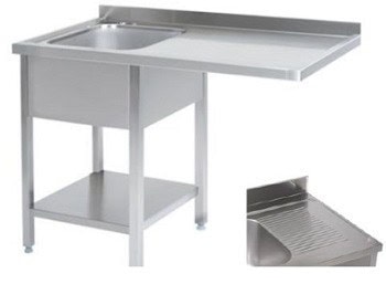 Bord Med Vask Hylde Og Afl&aelig;ggeplads Til H&oslash;jre 600mm B 1500 X T 600 X H 900 Mm Fra Gastroudstyr