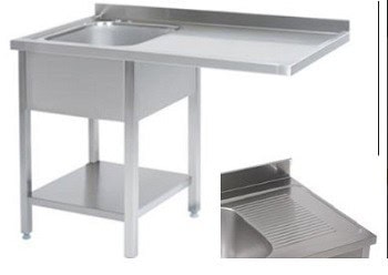 Bord Med Vask Hylde Og Afl&aelig;ggeplads Til H&oslash;jre 700mm B 1500 X T 700 X H 900 Mm Fra Gastroudstyr