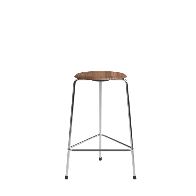 High Dot Barstol H65 3 Legs Krom Valnød Fra Fritz Hansen - 5702370002213