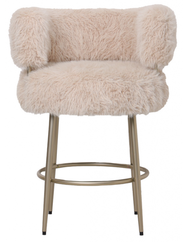 Hair Barstol I Metal Og Polyester Plys H94 Cm Champagne Creme Fra Ptmd