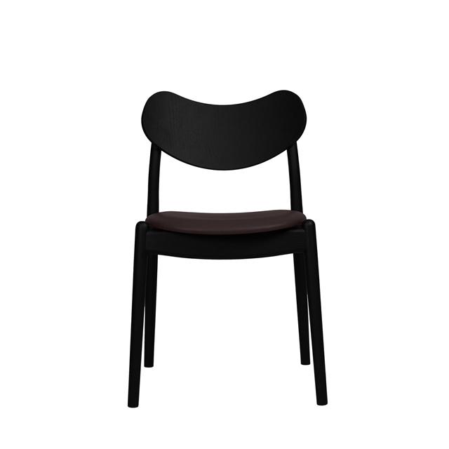 Hybrid Spisebordsstol Polstret Sæde Sortlakeret Eg Sort Læder Fra Ro Collection - 5712129042018