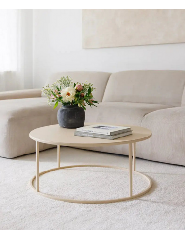Vesina Rundt Sofabord I Stål H35 X ø60 Cm Mat Creme Fra Metallbude