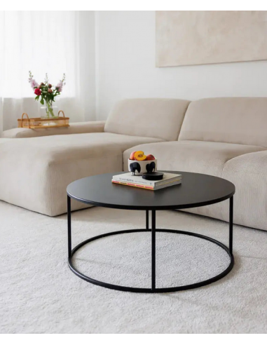 Vesina Rundt Sofabord I Stål H35 X ø60 Cm Mat Sort Fra Metallbude