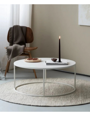 Vesina Rundt Sofabord I Stål H45 X ø80 Cm Mat Hvid Fra Metallbude