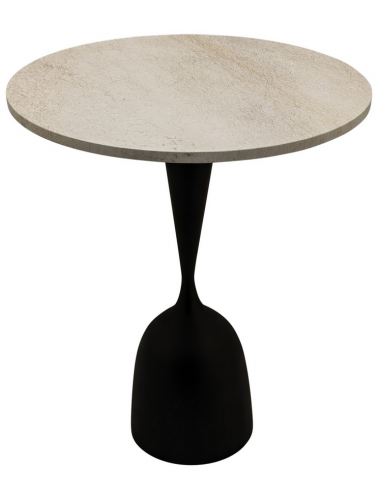 Patras Rundt Cafebord I Stål Og Marmor H77 X ø65 Cm Sort Creme Marmor Fra Ptmd