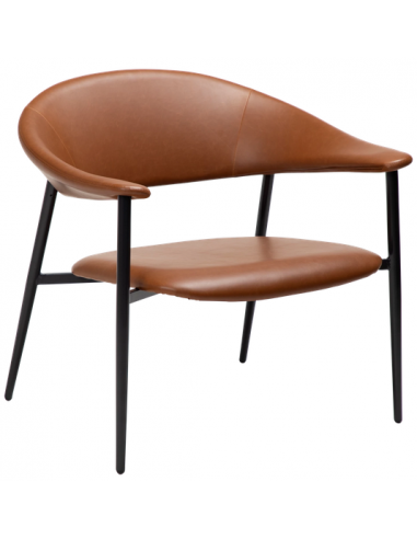 Rover Loungestol I Metal Og Pu Læder H74 Cm Sort Vintage Lysebrun Fra Dan Form