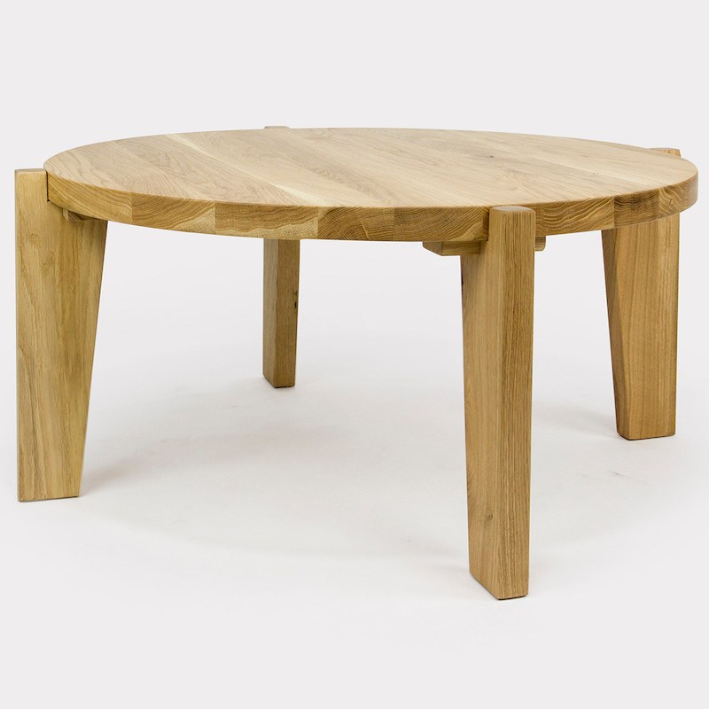 Rundt Sofabord I Egetræ Med 4 Ben ø90x44 Cm Fra Andre Mærker