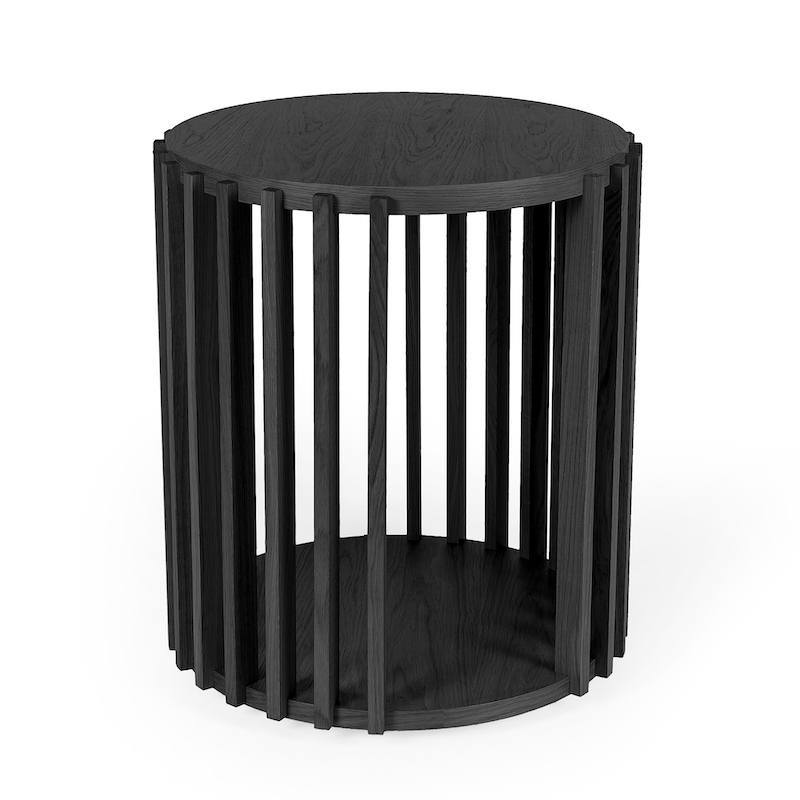 Rundt Drum Sofabord I Egetræ Flere Varianter ø83 X 42 Cm Sortmalet Egetræ Fra Woodman - 4744448019649